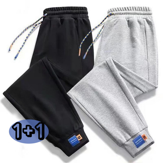 JUSTFEELING 2장묶음 (1+1) 허리밴딩 운동바지 봄가을 남여 커플룩 스포츠 조거팬츠 빅사이즈 S-5XL