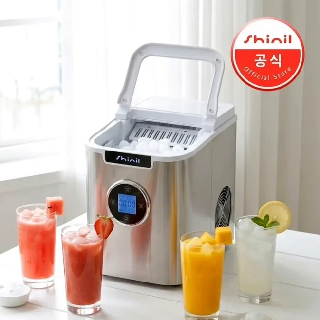 가정용 제빙기 신일 15kg 휴대용 캠핑 미니, 실버