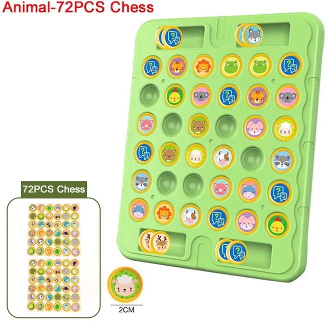 쿠쿠스토어 동물 플립 체스 클래식 전략 보드 게임 논리적 사고 인지 학습 메모리 매칭 어린이 장난감, 06 Animal-72PCS Chess, 1개