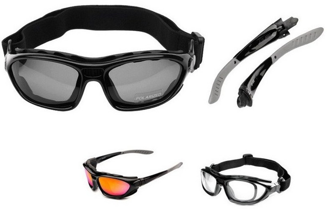 바람막이 안경착용자 다리 밴드 교체가능한 고글 편광 김서림방지 변색 스포츠 방풍, 변색렌즈, 1개