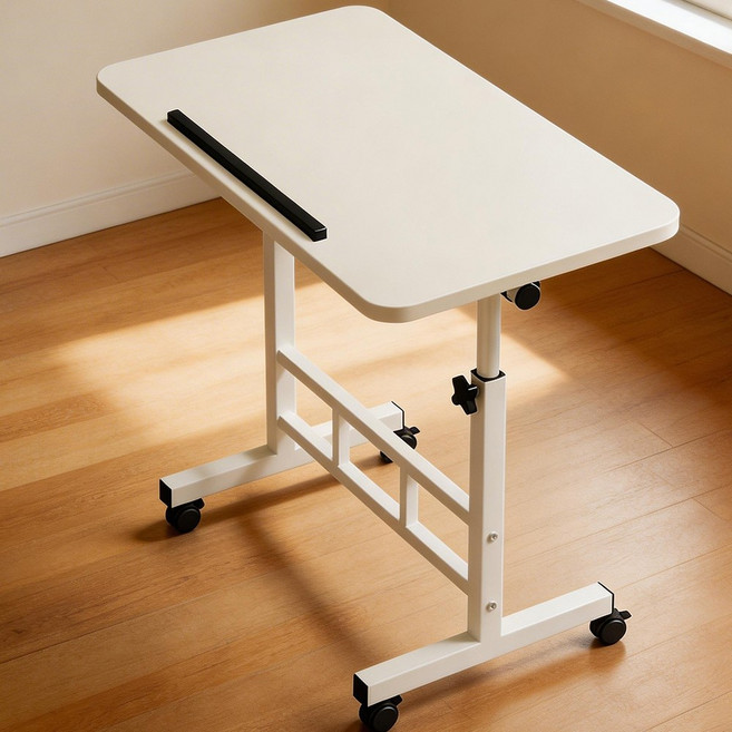 라온프리 각도조절 접이식 이동식 사이드테이블, 화이트