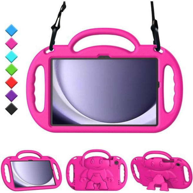 [관부가세포함] 삼성 갤럭시 탭 A9 플러스 11인치 태블릿용 키즈 케이스 어깨 스트랩 포함 2023(SM-, Pink, 1개