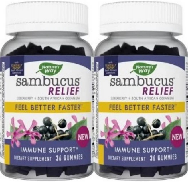 네이처스웨이 삼부커스 릴리프 이뮨 서포트 엘더베리 구미 젤리, 36정, 2개 - 쿠팡