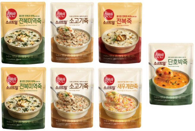 [새로워진 비비고죽] 부드럽게 채운 햇반 소프트밀 A set(죽 7개), 1세트, 420g