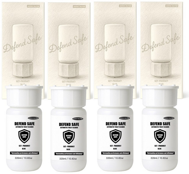 디펜드세이프 수성액 오랜기간 유지되는 자동변기세정제 (고정거치키트 포함) 인증받은 세정제, 4개, 320ml