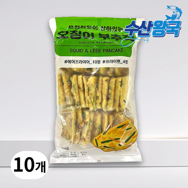 수산왕국 냉동 한입 오징어부추전, 10개, 900g