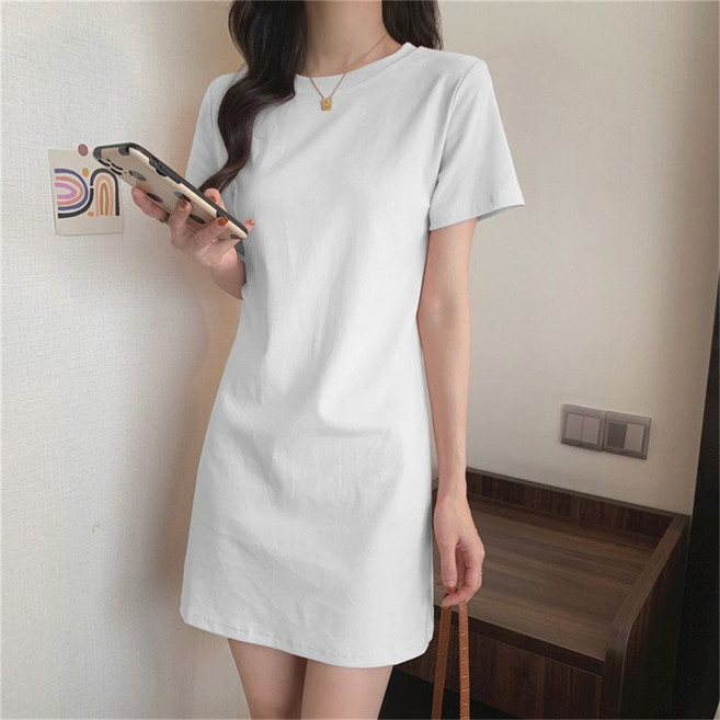 besteffie 여성용 반팔 티셔츠 슬림핏 캐주얼 면 롱 티셔츠 여성티셔츠 박스티 오버핏 K89