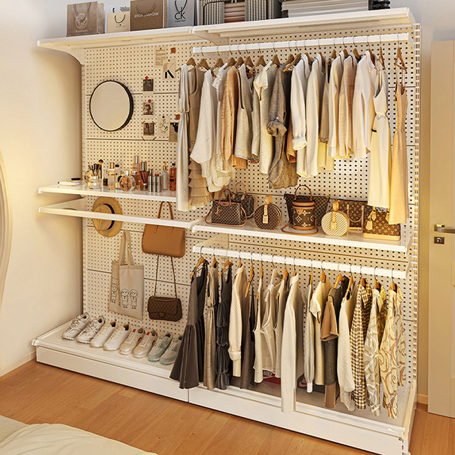 레이어홈 튼튼한 철제 2단 스탠드 행거 옷걸이 드레스룸 수납 가구, 6단, 화이트