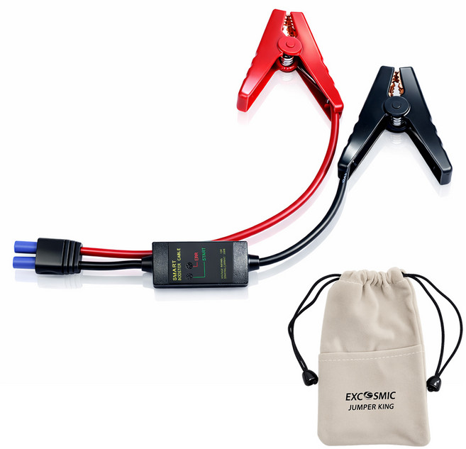 점퍼킹 점프스타터 케이블 악어클립 모든 점프보조배터리 1개 연결 역전압 과전류방지 안전한케이블 자동차시동 점프케이블 전차종 점프선 400A KC / CE (전용 파우치), 37cm
