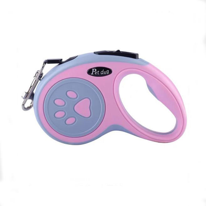 아미토 꼬임방지 강아지 자동 리드줄 강아지목줄, 핑크, 1개