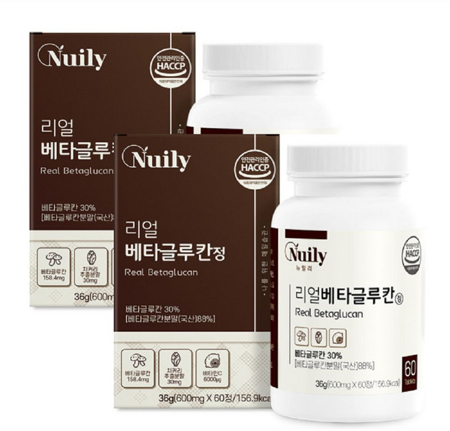 뉴일리 리얼베타글루칸60정 x2통 영지버섯 균사체 건조효모 HACCP인증, 2개, 60정