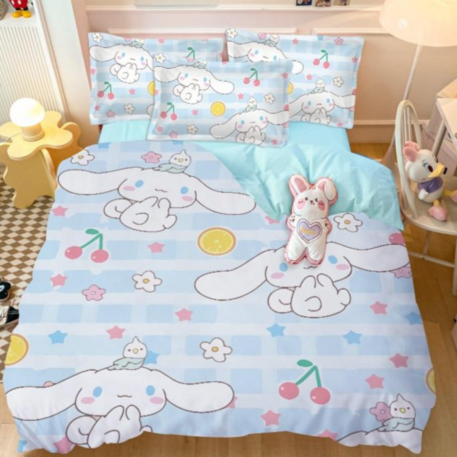 시나모롤 이불 세트 커버 슈퍼싱글 퀸 순면 베개, AE