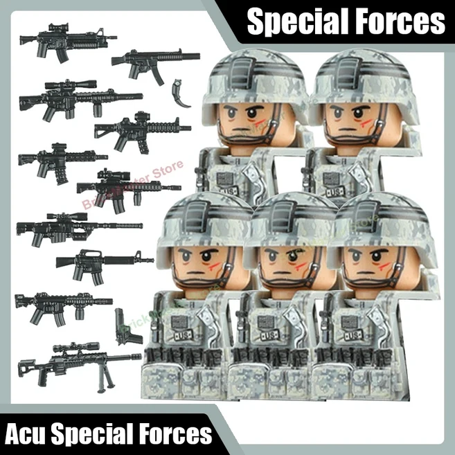 MOC 군사 특공대 빌딩 블록 러시아 영국 도시 SWAT 경찰 피규어 VDV 배낭 브릭 장난감 선물, 03 ACU