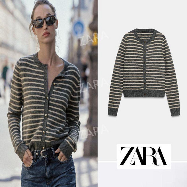 자라 가을 스트라이프 니트 가디건 zara 2025