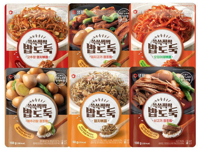 샘표 쓱쓱싹싹 밥도둑 6종세트, 820g, 1세트