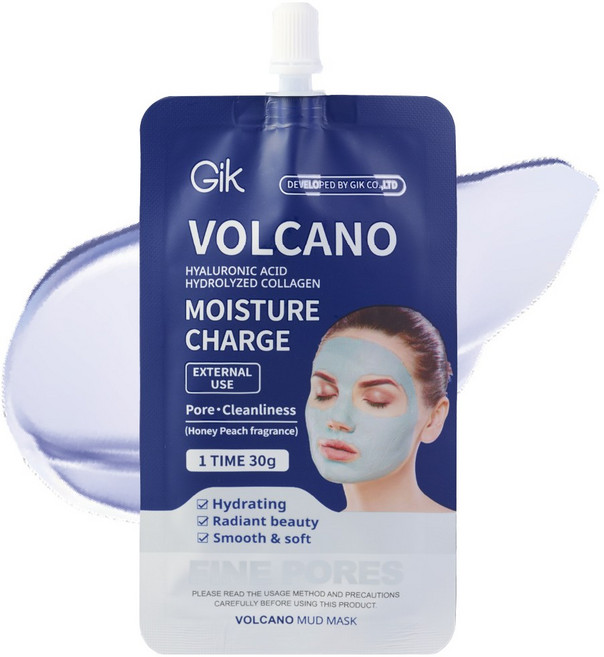 GIK 화산송이 피지 모공 영양 케어 파우치 머드 마스크 팩 30g, 1개, 1개입