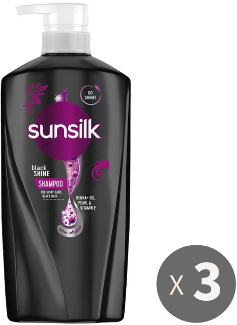 썬실크 샴푸 검은 머리 전용 샴푸, 625ml, 3개