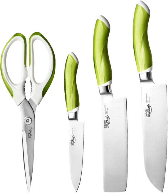 도루코 마이셰프 상급모델 인테리어 (다용도식도+야채용식도+과도+가위) 라임4종 세트, 다용도식도190+야채용식도170+과도120+가위110), 1개