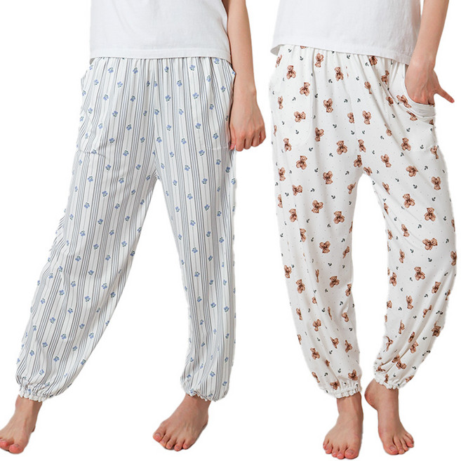 1+1 폭스 실키 고쟁이 9부 잠옷바지 2종 E6 여성용