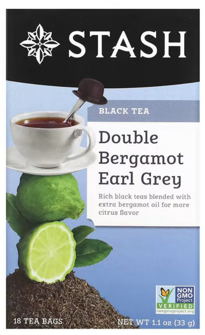 Stash Tea 스타시 티 더블 베르가못 얼그레이 18티백 33g 1.1 oz 홍차, 1.8g, 1개
