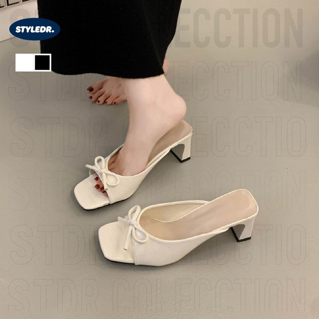 스타일닥터 여성 샌들 여름 샌들 굽 5cm 리본 샌들 사각 일자 슬리퍼