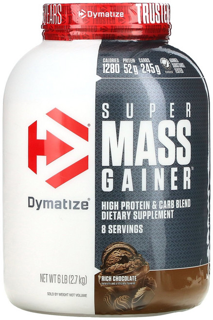Dymatize 슈퍼 매스 게이너 (Super Mass Gainer) 리치 초콜릿 6 파운드 (2.7kg), 1개, 2.721kg