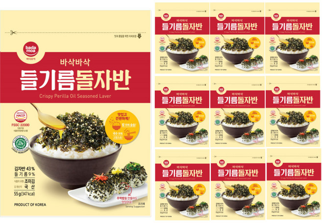 바다모아 김자반 들기름 돌자반, 55g, 10개