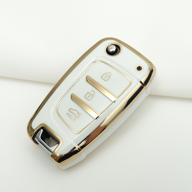 현대 투싼IX 엑센트 아반떼 호환 스마트 차 키케이스 키홀더 TPU 키커버 리모컨, TA30(3버튼), 화이트