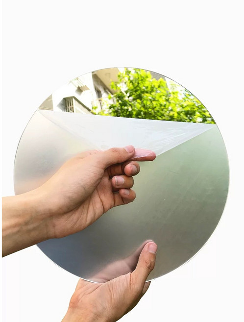 가벼운 아크릴 원형 거울 욕실 화장실 붙이는 거울 안전 거울 30cm x 30cm, 2개