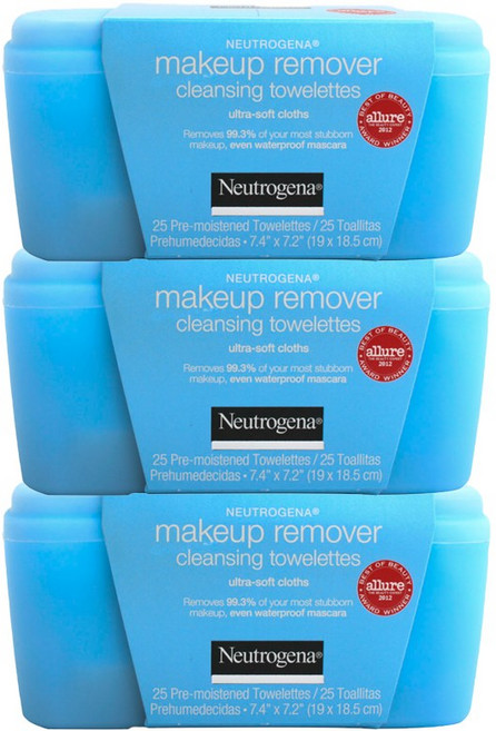 뉴트로지나 메이크업 리무버 클렌징 타월렛 울트라-소프트, 3개
