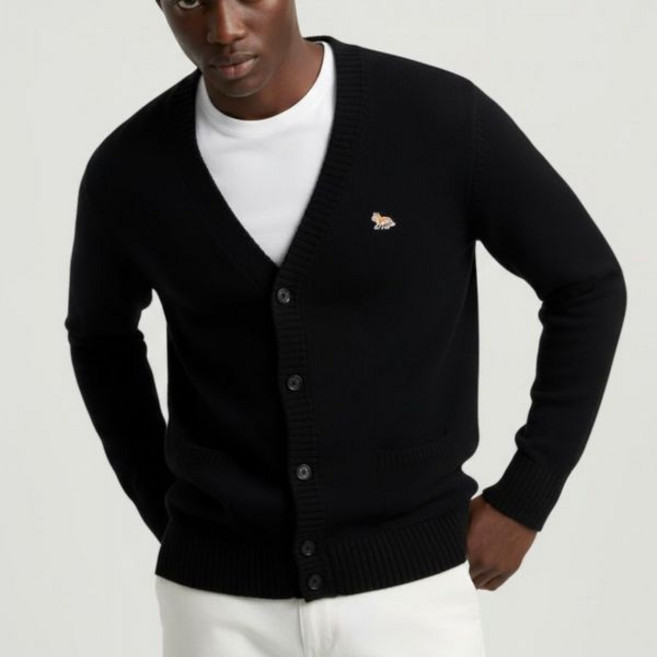 공식정품 메종키츠네 남성 가디건 니트 선물 MAISON KITSUNE BABY FOX PATCH COSY CARDIGAN (HM00501KT1006-BK/P199) (베이비 폭