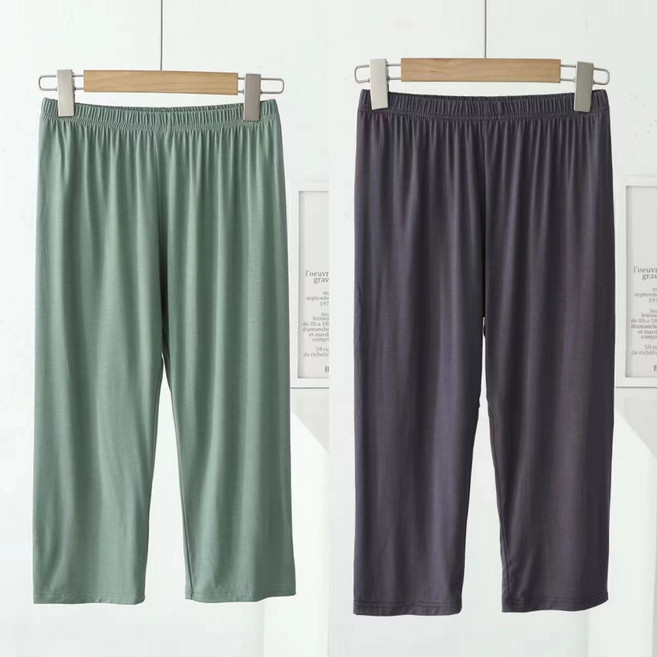 메인워크 1+1 중년 여성 7부 바지 여름 엄마룩 모달 스판 냉장고 루즈핏 레깅스 솔리드 속바지 쿨링 팬츠 2매입