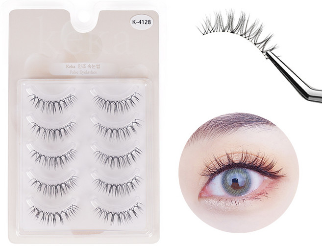 keka 인조속눈썹 자연스러운 속눈썹 연장 아이래쉬 재사용가능 5P, 블랙, 2개
