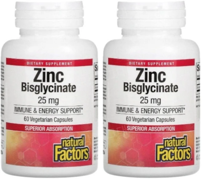 내추럴팩터스 Natural Factors 아연 비스글리시네이트 25mg 60베지캡슐 2개 Zinc Bisglycinate 비스글라이신 스테아린산, 60정 - 쿠팡