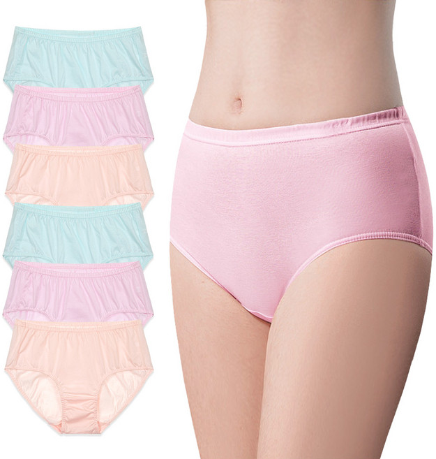 BYC 여성용 데일리 심플 순면 맥시팬티 6P