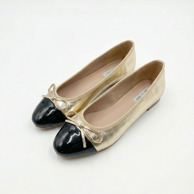 페조 여성 리본 플랫슈즈 배색 캡토 베이직 PZSL-KA-K5202