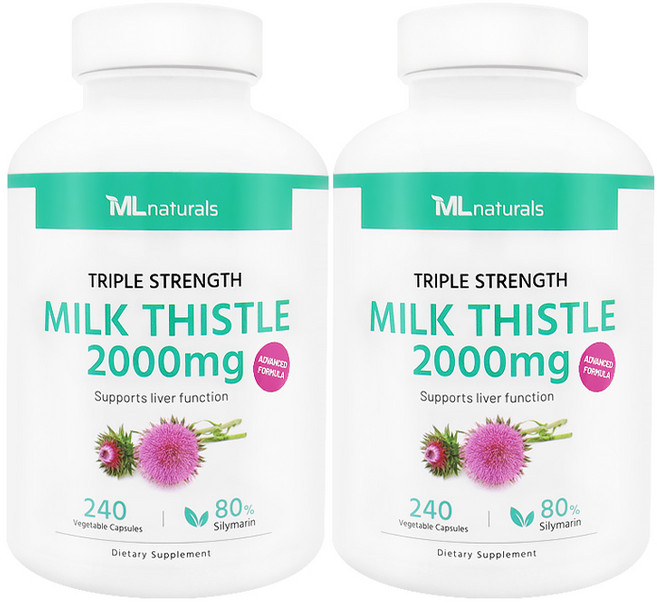 2병 [미국빠른직구] 마이라이프 내추럴스 고함량 밀크시슬 2000mg 240정, 2개