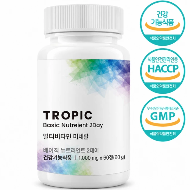 Tropic 베이직 뉴트리언트 2 데이 올인원 종합비타민, 1개, 60정 - 쿠팡