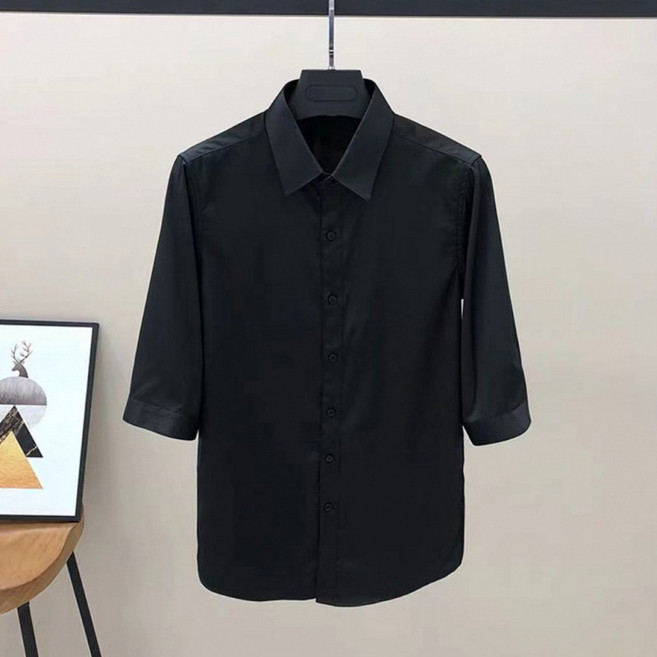 抗皺輕奢感純色短袖男士潮流襯衫商務休閒韓版修身百搭職業白襯衣