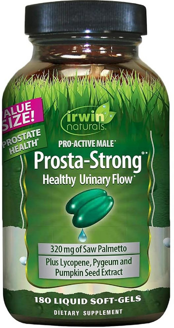 어윈 내추럴스 프로스타 스트롱 180 소프트젤 소 팔메토 리코펜 호박씨가 함유된 지원 요 흐름, 1개