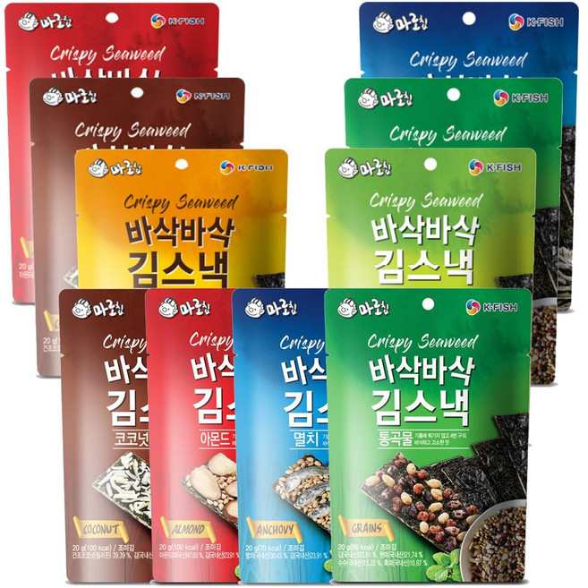 마로칩 바삭바삭 김스낵 건강간식 6종 10개, 치즈10개, 20g