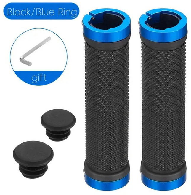 MOTSUV 자전거 핸들 바 그립 MTB 소프트 양면 잠금 커버 플러그 고무 미끄럼 방지 사이클링 액세서리 부품, 13 Style 3  blue, 1개