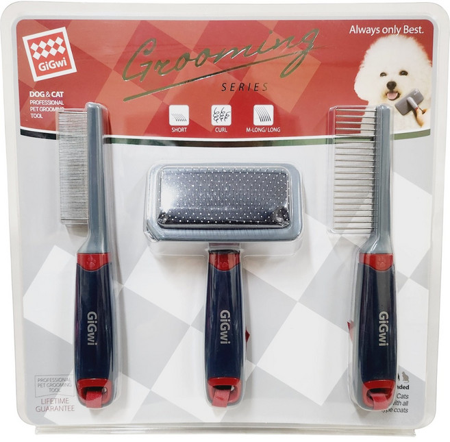 논슬립 기그위 빗3종세트 / 강아지 고양이 브러쉬, 1세트
