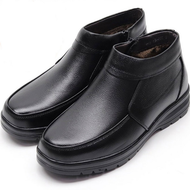 자히르 남성 천연소가죽 보아털 지퍼 방한화 정장부츠