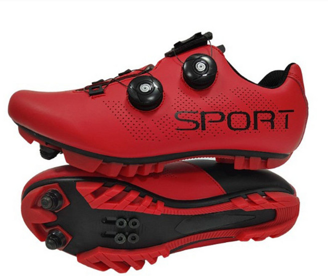 FANSYLI 남여공용 자전거신발 커플 초경량 평페달 자전거신발 스피닝슈즈 실내자전거 신발 라이딩신발 로드 클릿 슈즈 1호 W2603M17, 255, 레드B