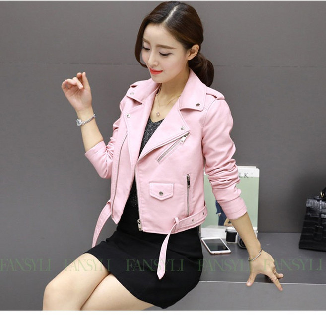 FANSYLI 여성 숏 가죽 코트 봄 가을 긴팔 멋쟁이 라이더 자켓 집업 패션 캐주얼 pu 가죽 자켓 간절기 자켓 W2508A15