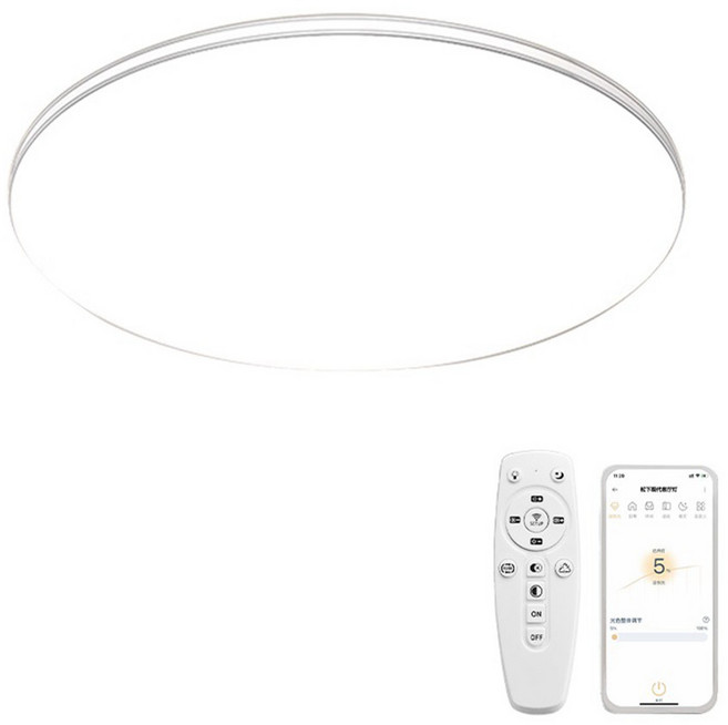 聚美照明 智能調光調色吸頂燈 40cm 4200lm IP40 附遙控器與APP控制, 白色