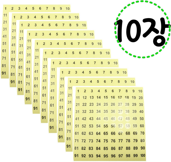동화다 다용도 1-100 스티커, 10개, 100개입