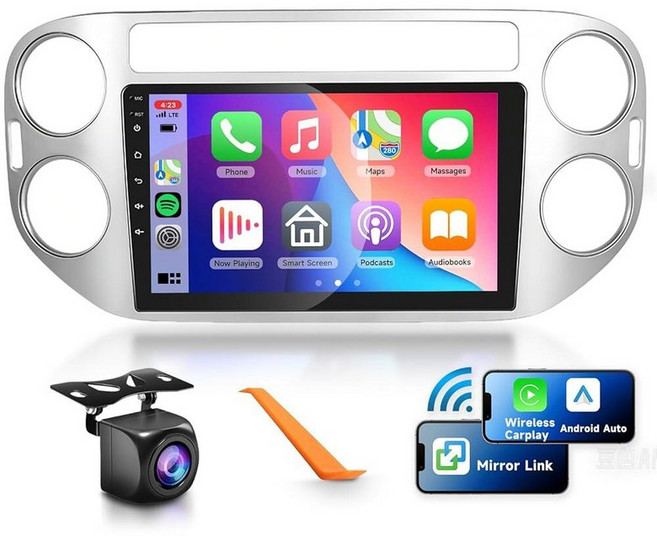 미국출고 아마존4.5+ 149926 폭스바겐 티구안 2010-2015용 HiFi 오디오가 있는 자동차 라디오 스테레오 무선 카플레이/안드로이드 오토 9인치 HD 터치 스크린, 1G+32G