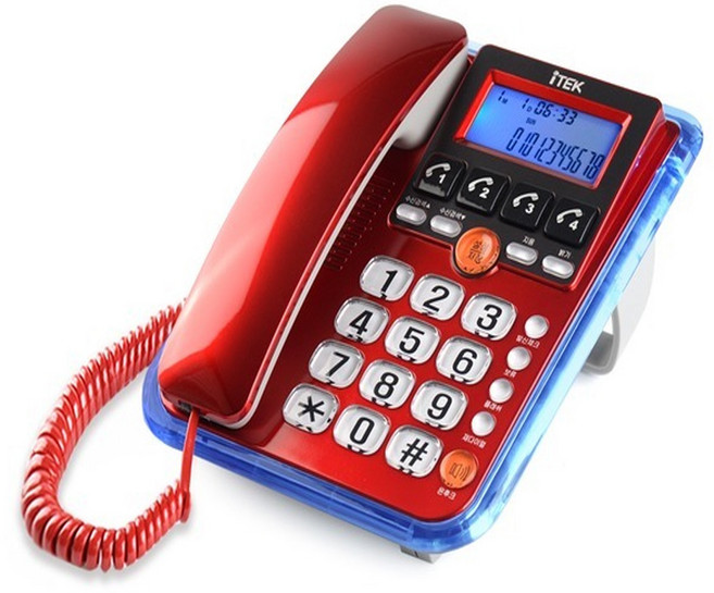 아이텍 발신자표시 스탠드형 유선전화기 IK-800 네온전화기 카드리더기 FAX 증설가능